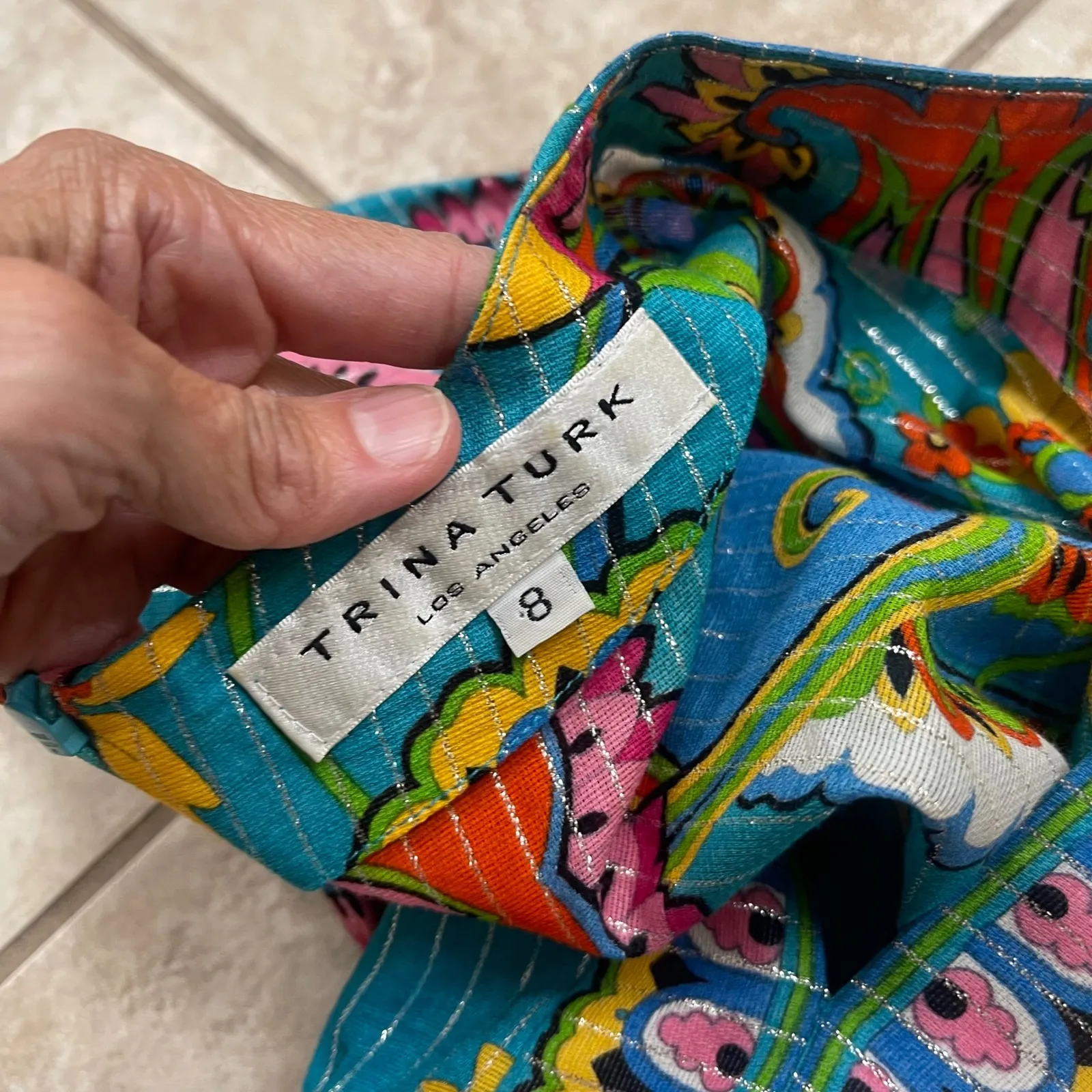 Trina Turk Santa Cruz Tunic Top Swimsuit‎ Coverup Psychedelic Mini Dress size 8 - Image 6