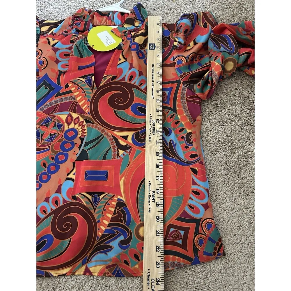 Alden Adair Phoebe Top in Jewel Box Size Medium New Artsy Boho Hippie Vibes Orange - Image 8