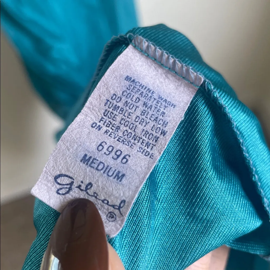 Vintage Gilead Teal Slip Dress Green Size M - Image 4