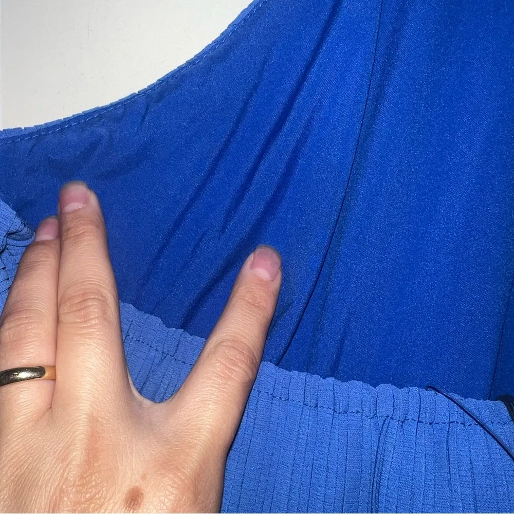 NWT One33 Social Ariel Pleated Tier Halter Mini Dress in Chiffon And Georgette Blue Size 2 - Image 13