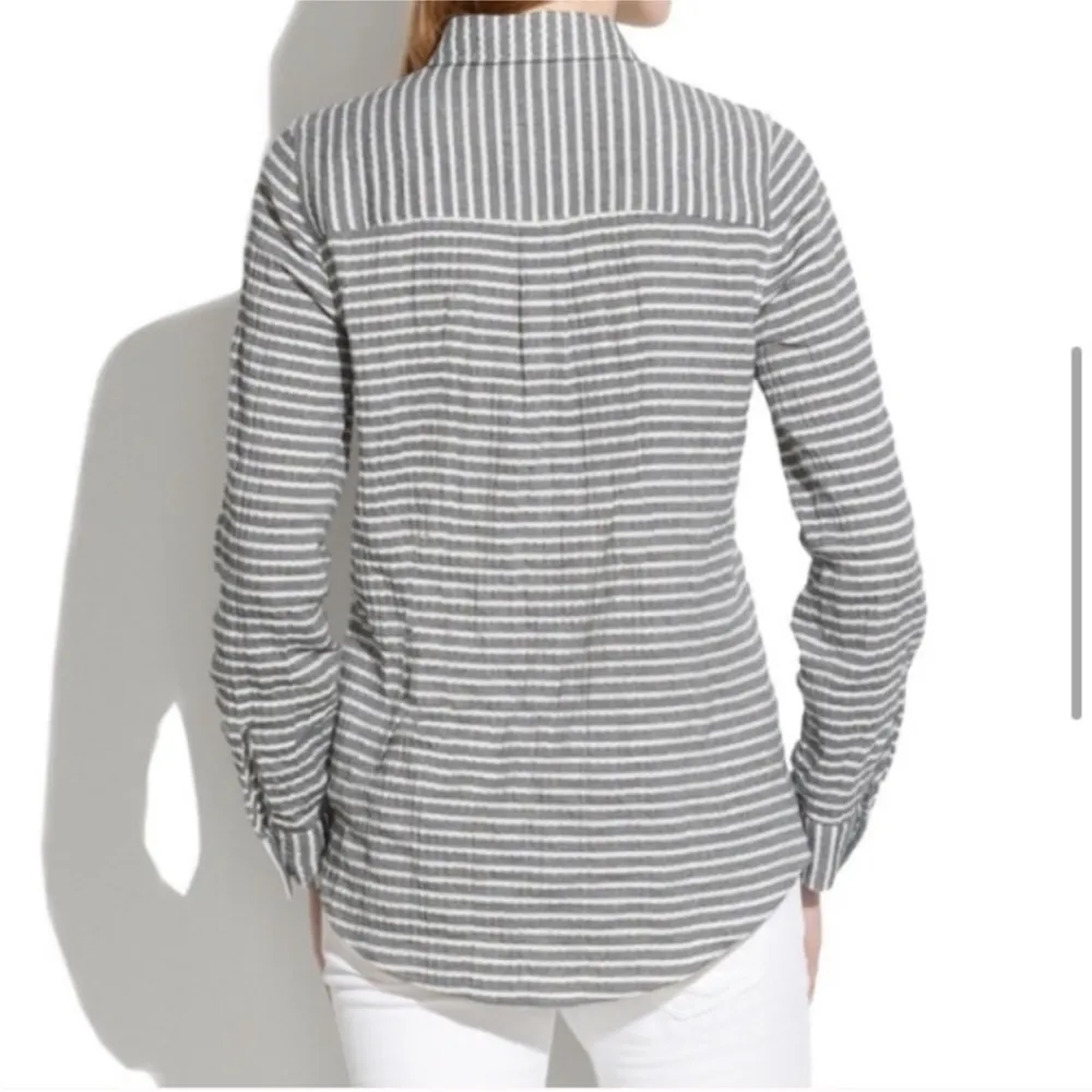 MADEWELL BELOVED PULLOVER SLIP IT ON GREY WHITE STRIPED LONG SLEEVE SHIRT XS - Image 3