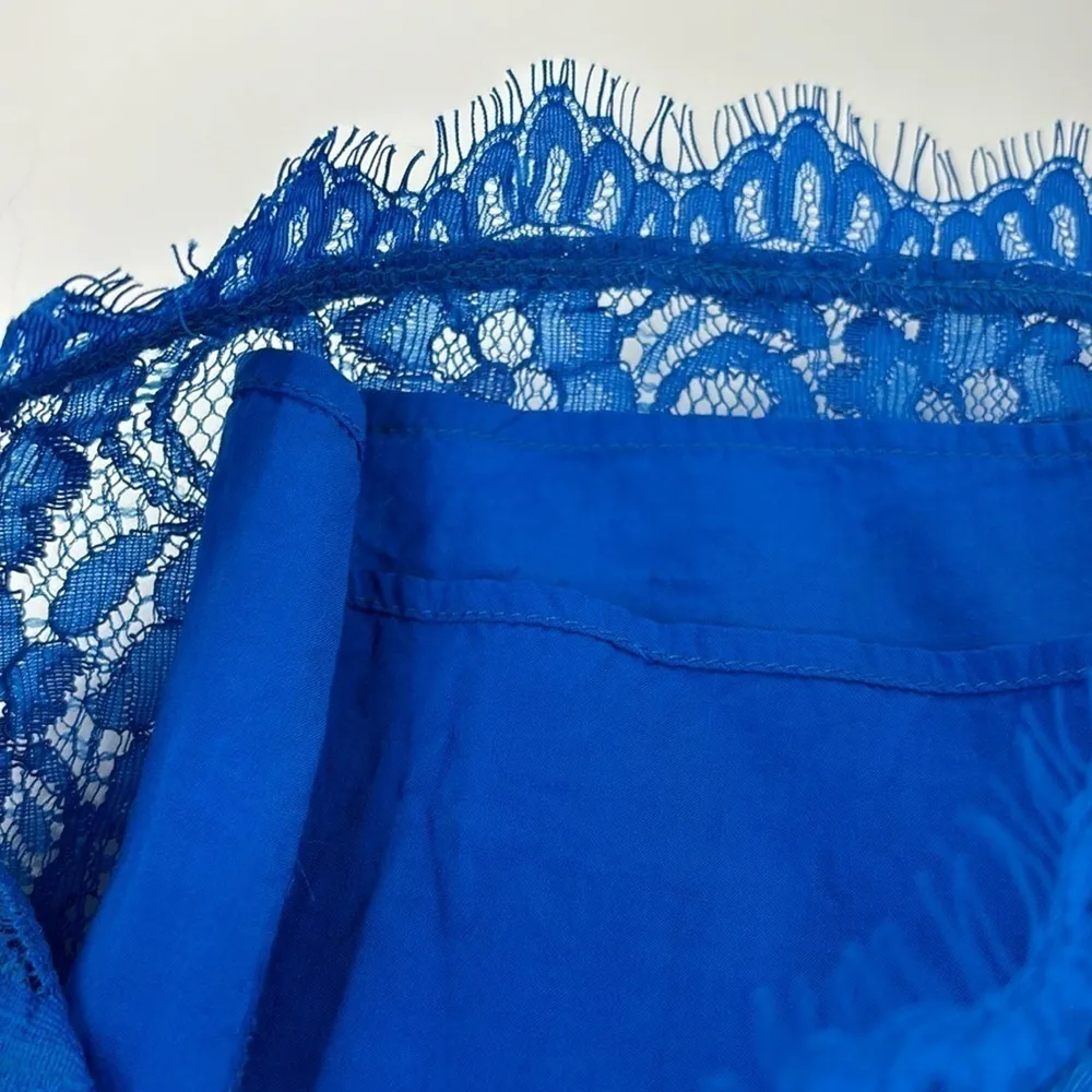 Pim + Larkin Griffin Boatneck Eyelash Lace Top Women’s Size Small in Royal Blue - Image 8