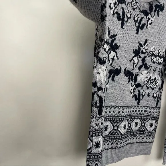 Vintage Diane Von Furstenberg‎ Ski Sweater Double Mock Neck Knit Floral Cabin - Image 5