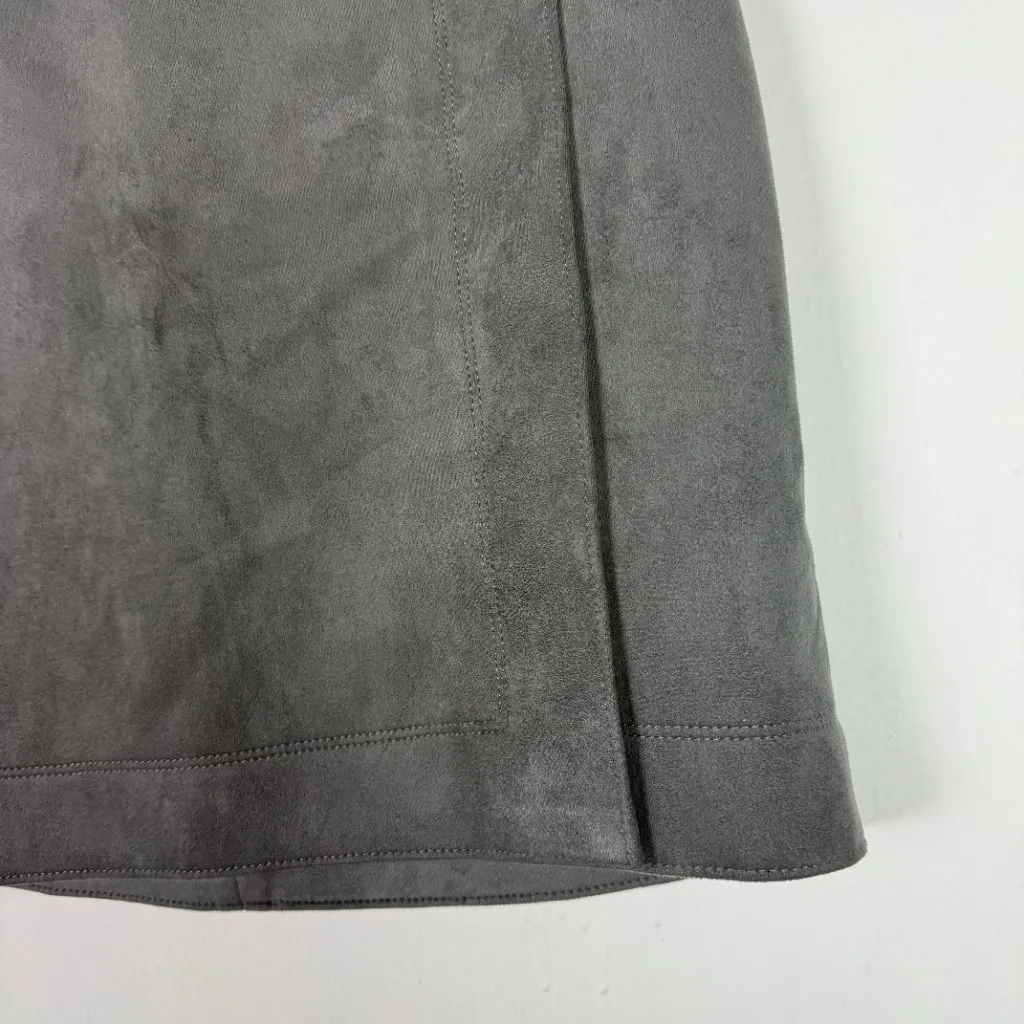 NWT White House Black Market Faux Suede Faux Wrap Skirt Smoked Pearl Size 2 NEW - Image 4