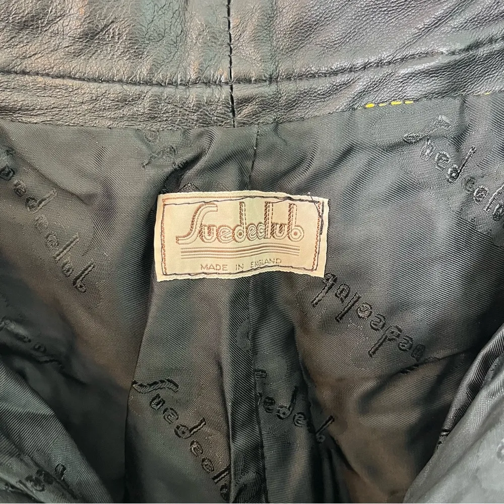 Vintage Suedeclub Pleated Leather Pants Made in England Size 26 S XS Black - Image 4