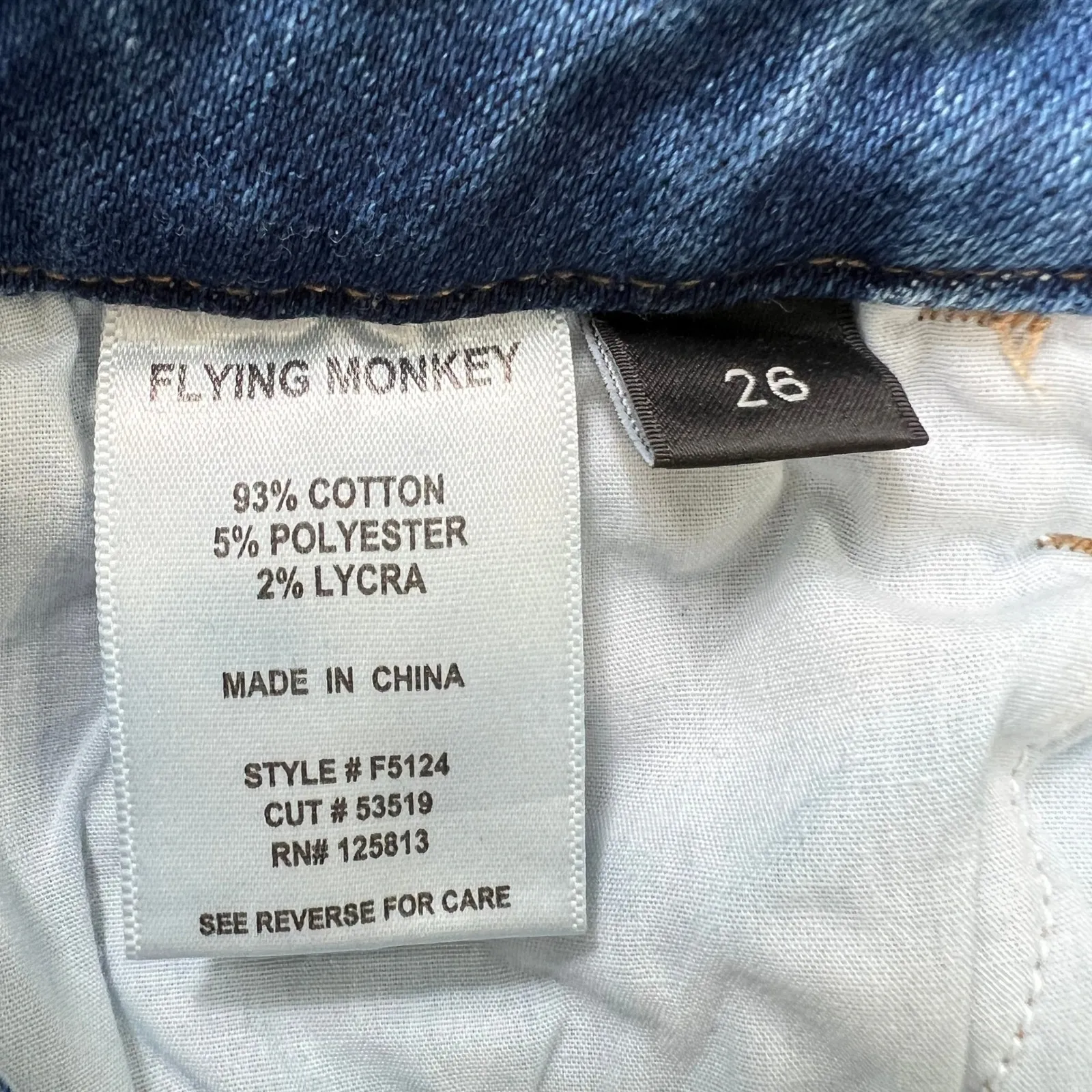 FLYING MONKEY Womens Size‎ 26 Medium Wash High Rise Straight Leg Distressed Hem - Image 4