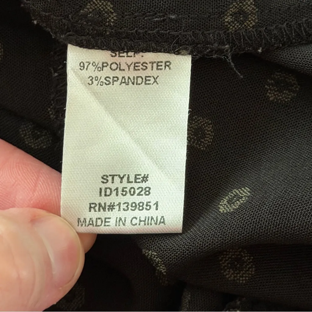 ODDI Black Long Sleeve Tiered Dress Women’s L Textured Dot Boho Midi - Image 8