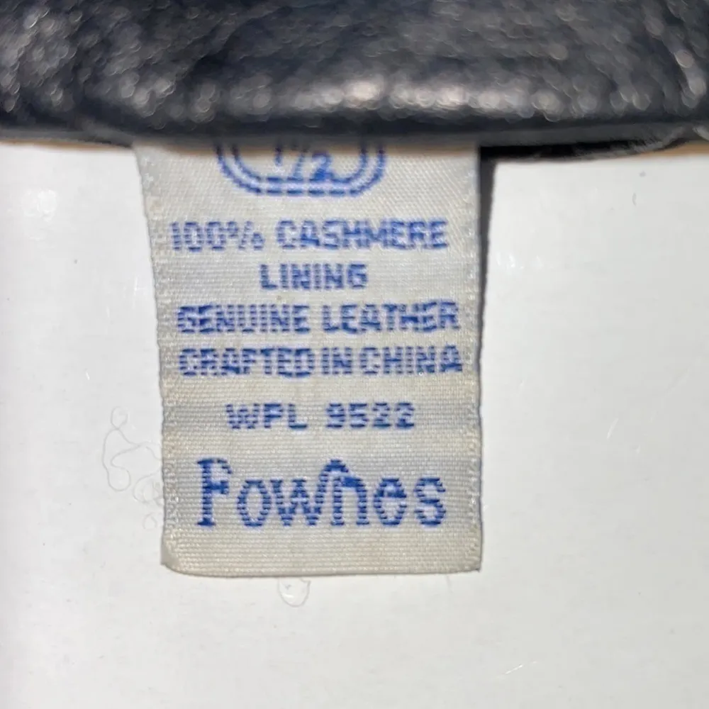 Fownes black leather gloves with brown cashmere lining. Size 7.5. - Image 3