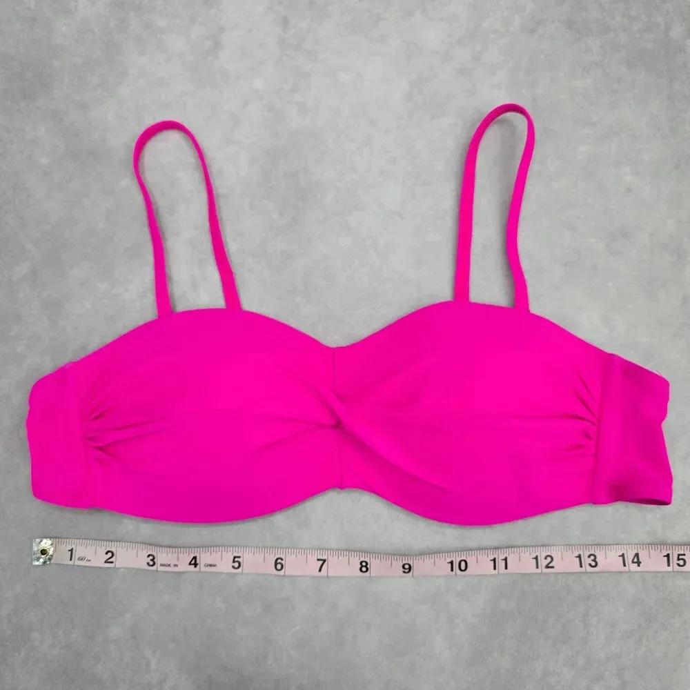 Shein Pink White Crisscross Padded Adjustable Clasp Bikini Top Swimwear Large - Image 4