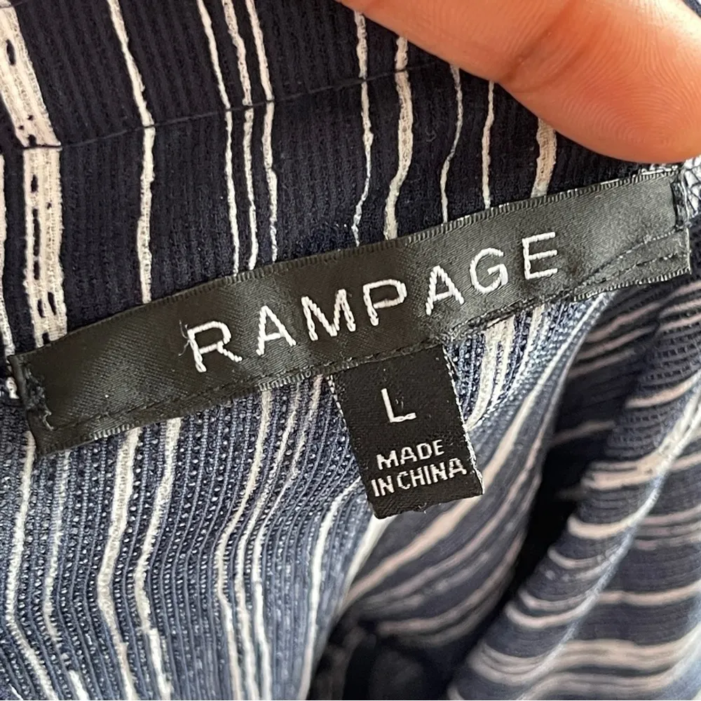 Rampage  | Navy Blue Striped Jumpsuit Sz L - Image 5