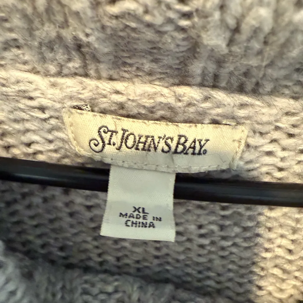 St. John's Bay Heather Gray Cowl Neck Bobble Sweater XL Knit Warm Soft Winter - Image 2