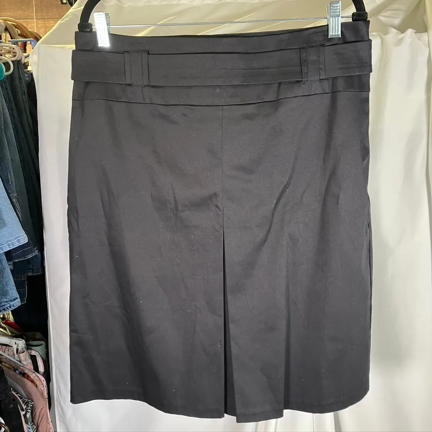 Promod Black Pencil Skirt Women's Size 42 EU Belted‎ Midi Career Office Classic - Image 13