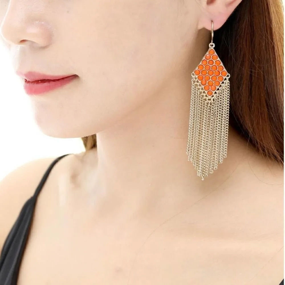 Amrita Singh diamond-shaped coral drop earrings - Image 2