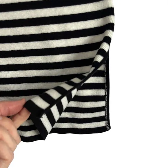 NWT Nicole‎ Miller New York Black White Striped Sleeveless Knit Midi Dress sz L Size L - Image 7