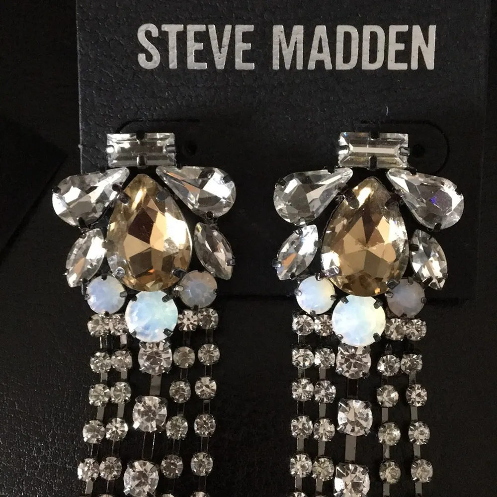 Steve Madden Bling Waterfall Earrings Multi Shaped - Image 2