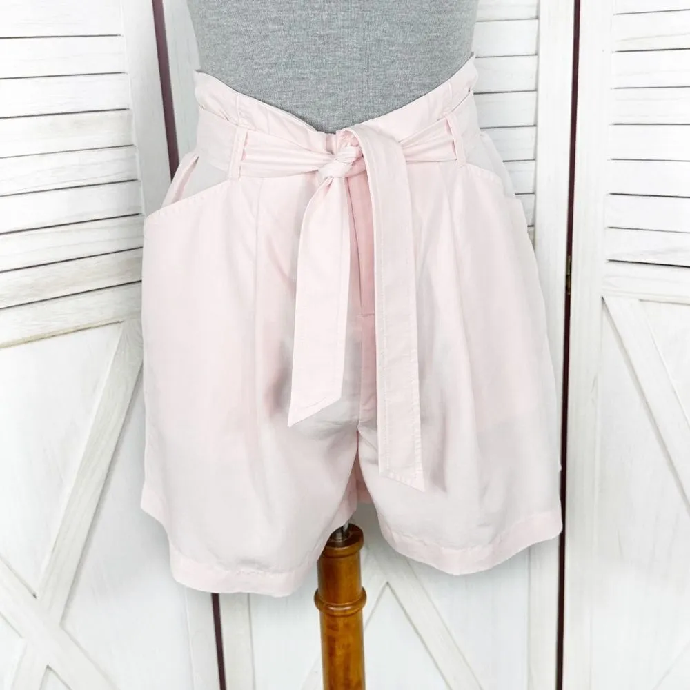 Elle Tie Waist High Rise Shorts Blush Pink 6 Paperbag - Image 3