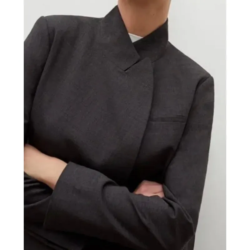 MM. LaFleur NWT Oliver Gray Melange Large Wool Angled Open Front Blazer Women's - Image 6