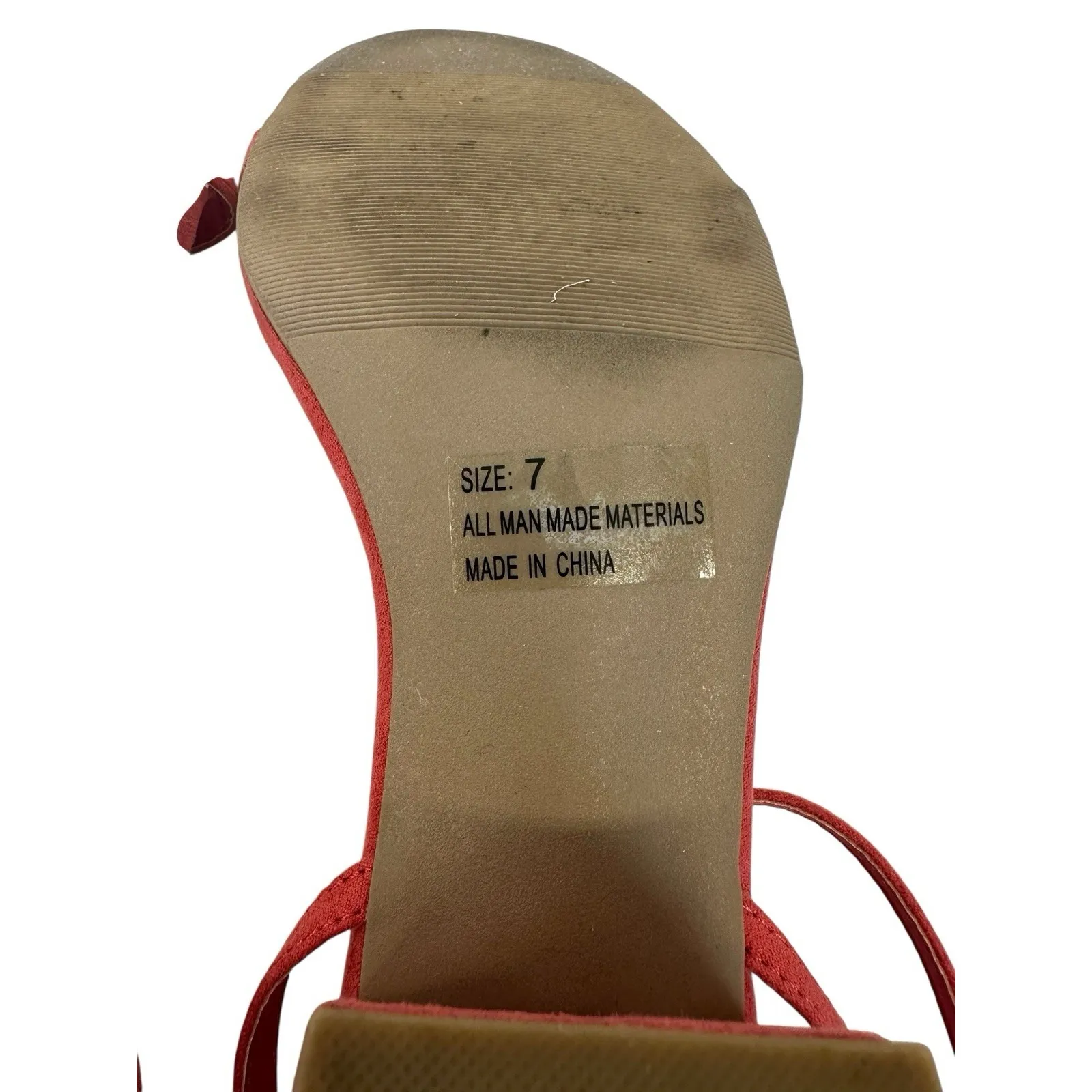 Lulus Julie Color Coral Rose Suede Ankle Strap Block Heels Sandals Size 7 - Image 9