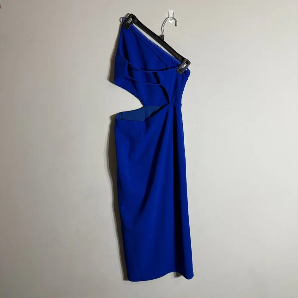 Hello Molly Love in the Night Midi Dress Women's 2 Blue Party Cocktail Slit NWT - Image 6