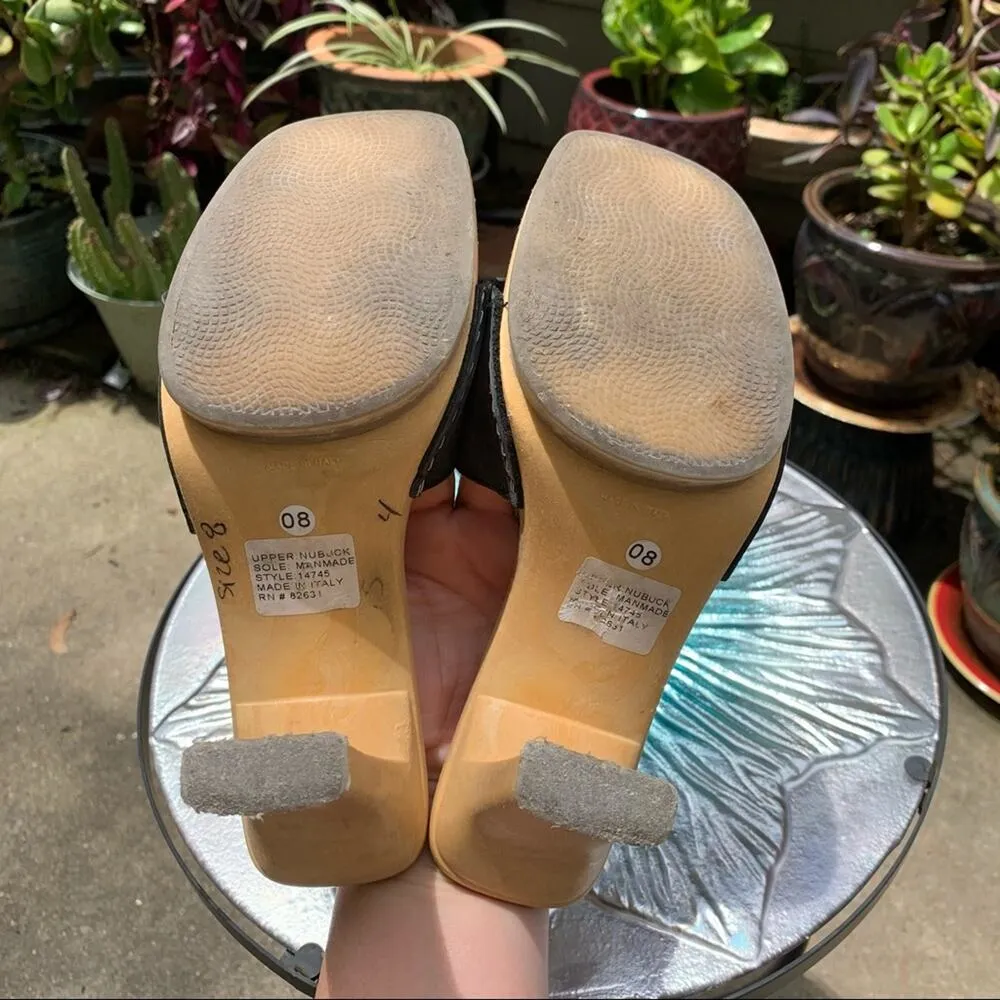 Vintage 90s does 70s black side slide resin heels Size 8 - Image 4