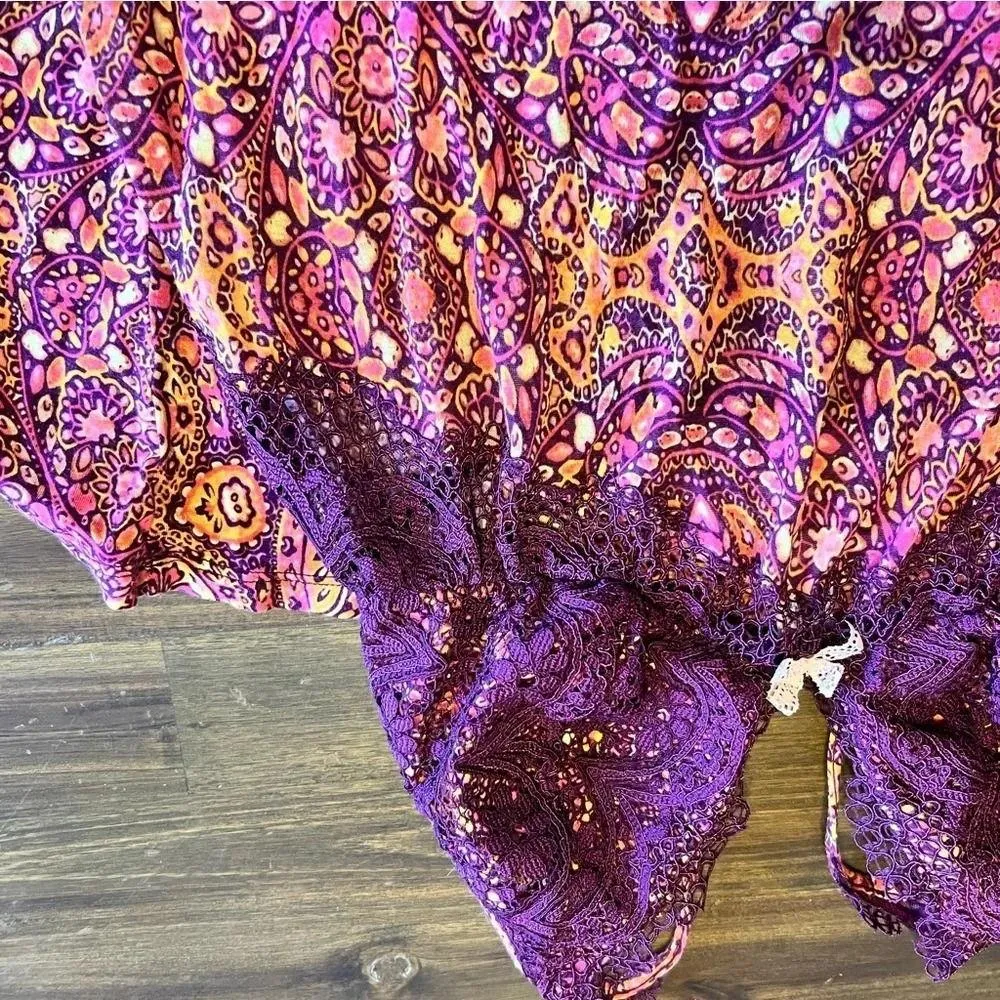 Victoria's Secret Slip Dress Night Gown Comfy Soft Purple Boho Print Small - Image 4