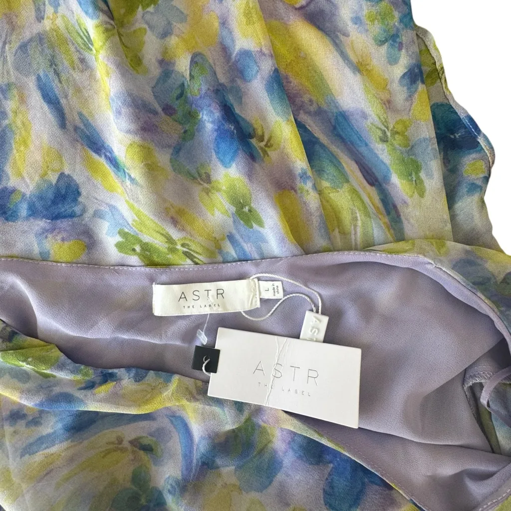 ASTR the Label - NWT Sandersonia Floral Beach Boho One Shoulder Maxi Dress Sz L - Image 9