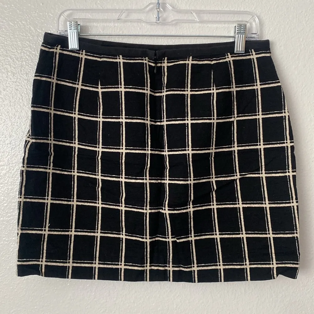Madewell 8 Checkered Cotton Black Checkered Mini Skirt - Image 7