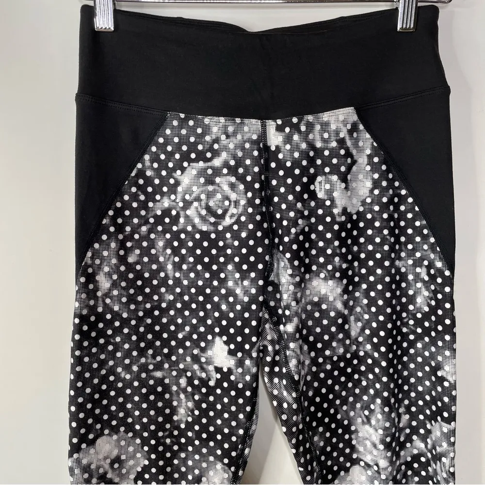 Betsey Johnson Performance 7/8 Leggings Floral Polkadot Print Size Medium - Image 3