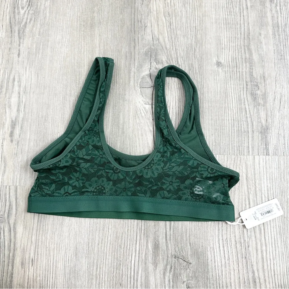 SMOOTHEZ Lace Plunging Neck Bralette Forest Green NWT size small - Image 3