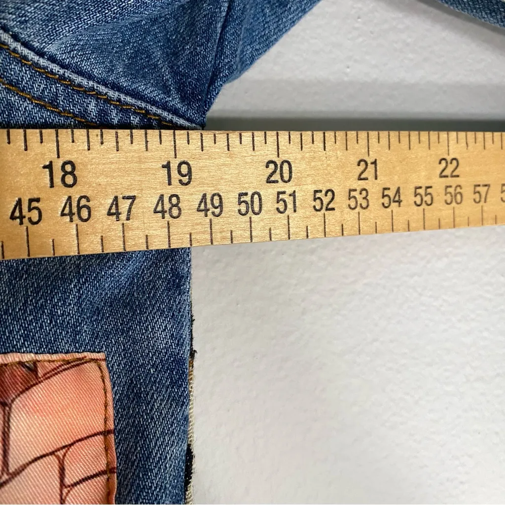 NWOT Desigual Distressed Embroidered Patched Mickey Mouse Denim Jacket ~ Medium - Image 14