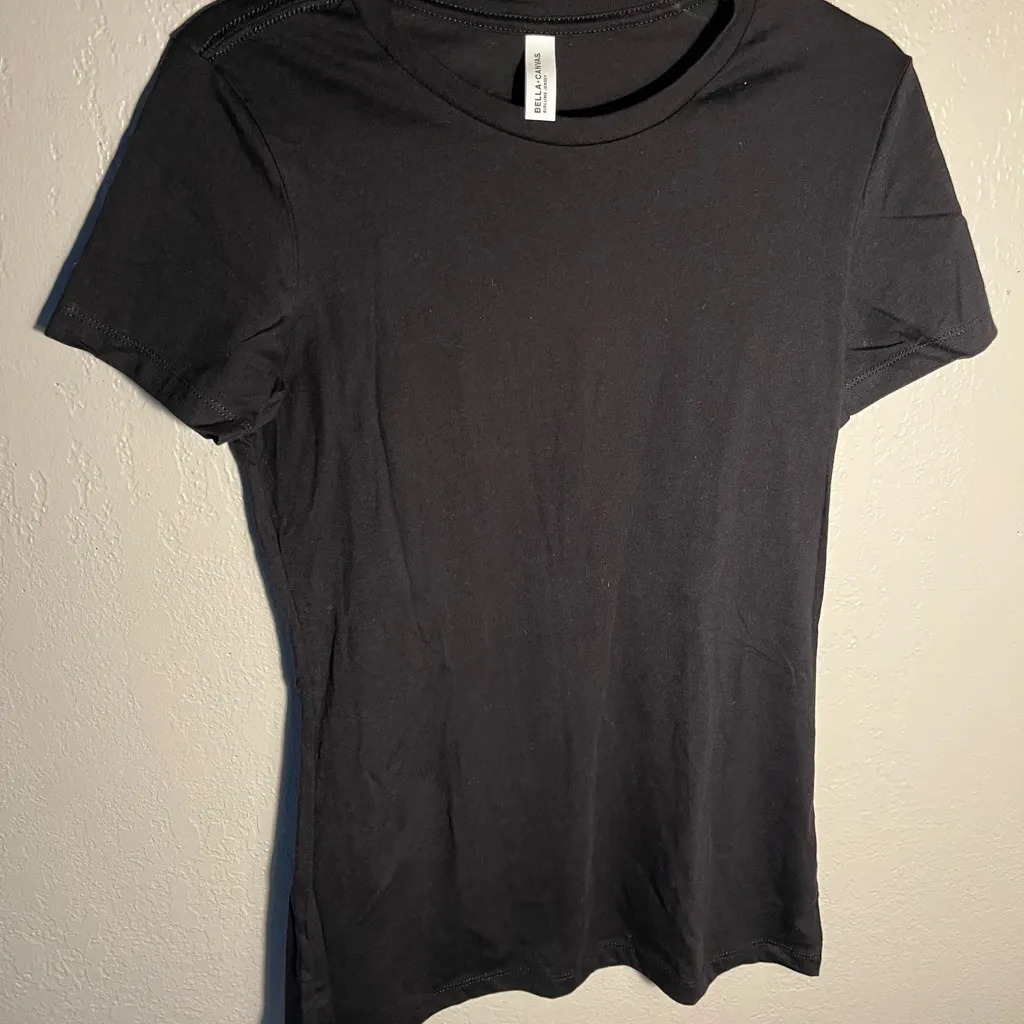 Bella Canvas Black Fitted Short Sleeve T-Shirt Classic SZ L Airlume Jersey - Image 2