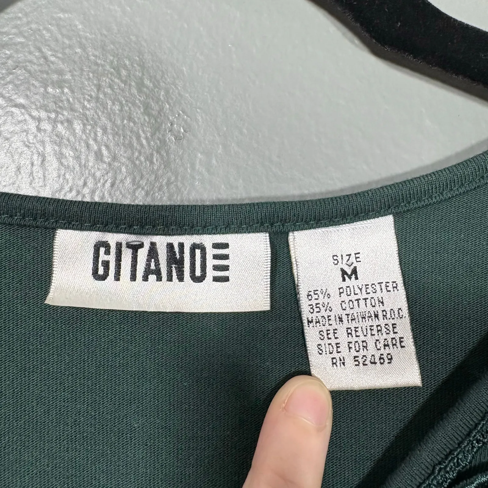 Gitano Women's Vintage 1990's Forest Green Lace Neck Tee - Image 5