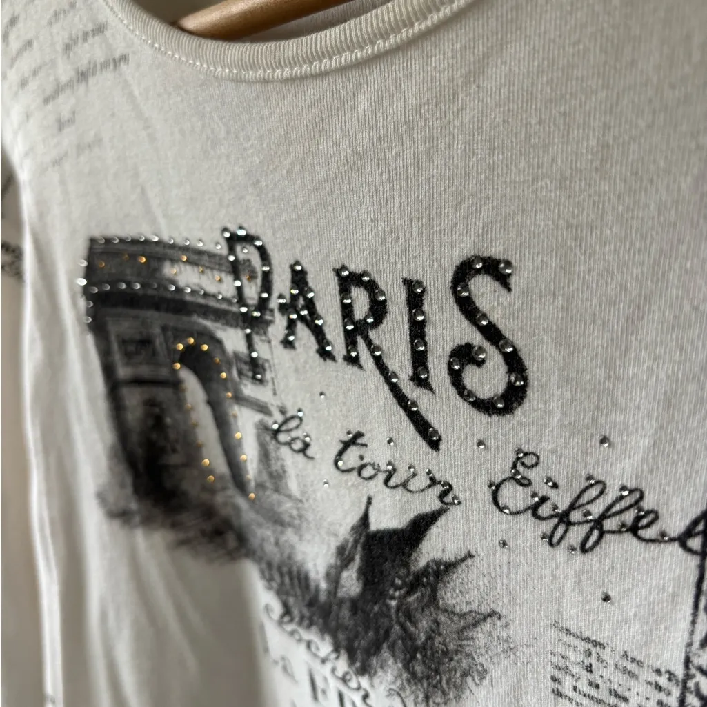 Cactus White Quarter Sleeve Paris Graphic Top Size XL - Image 2