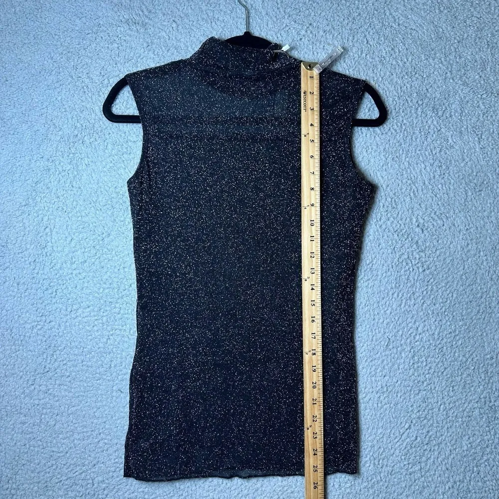 Akalnny Top Womens Large Black Sleeveless Glitter Mesh‎ Slim Fit Tank Party NEW - Image 8