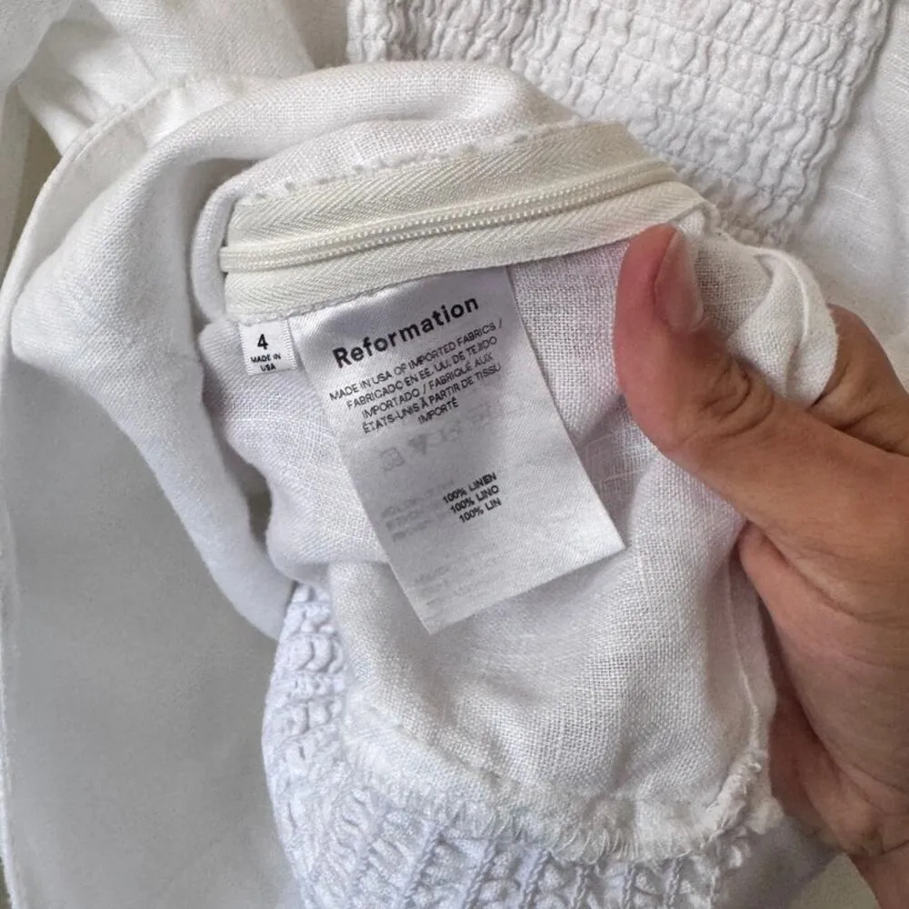 NWOT Reformation Stilton 100% Linen Top in White Size 4 - Image 6