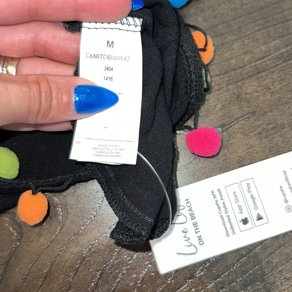 NWT Black Pom Pom Cover-Up Shorts - Image 4