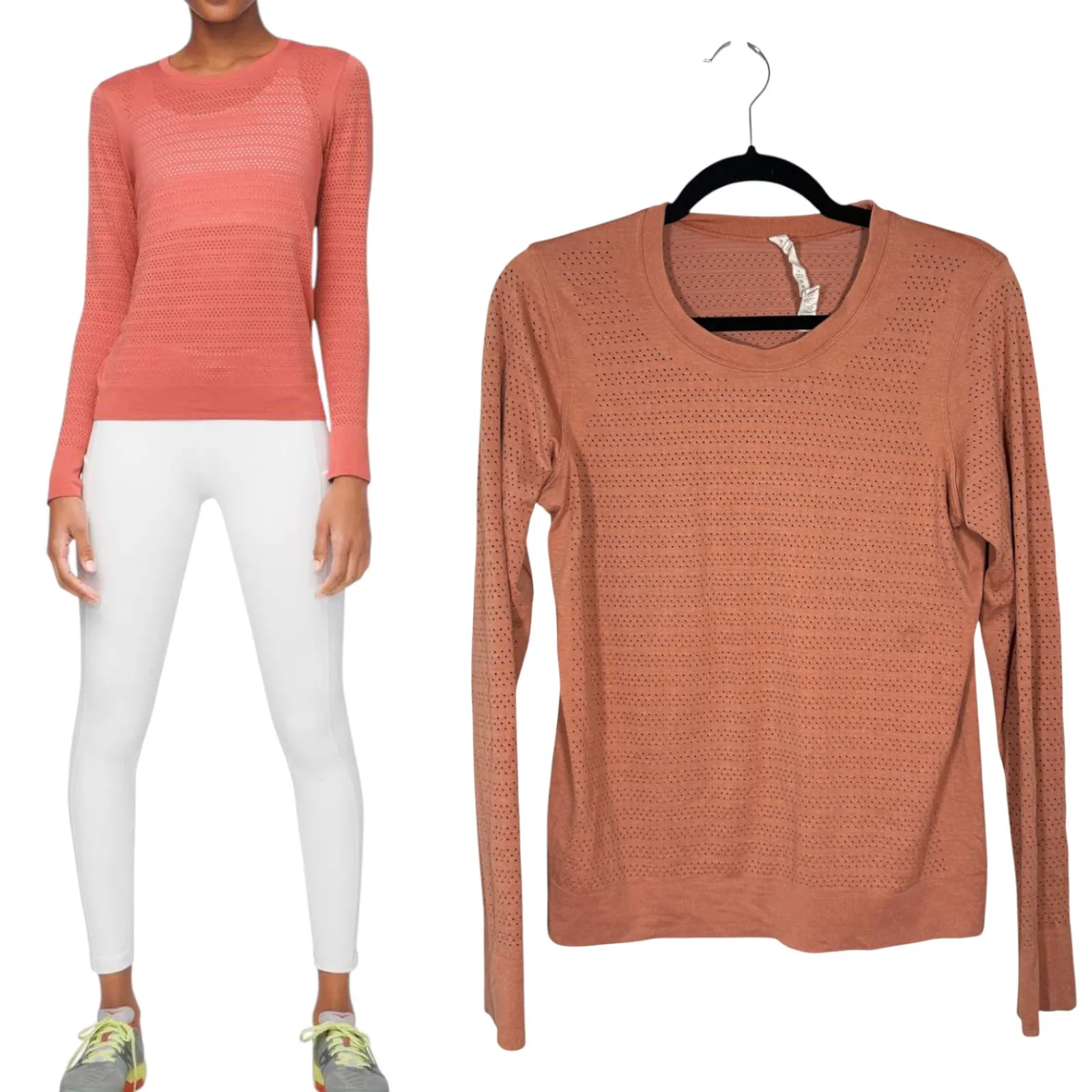 Lululemon Breeze By Long Sleeve Pink Mesh Shirt Size 8 - Image 2