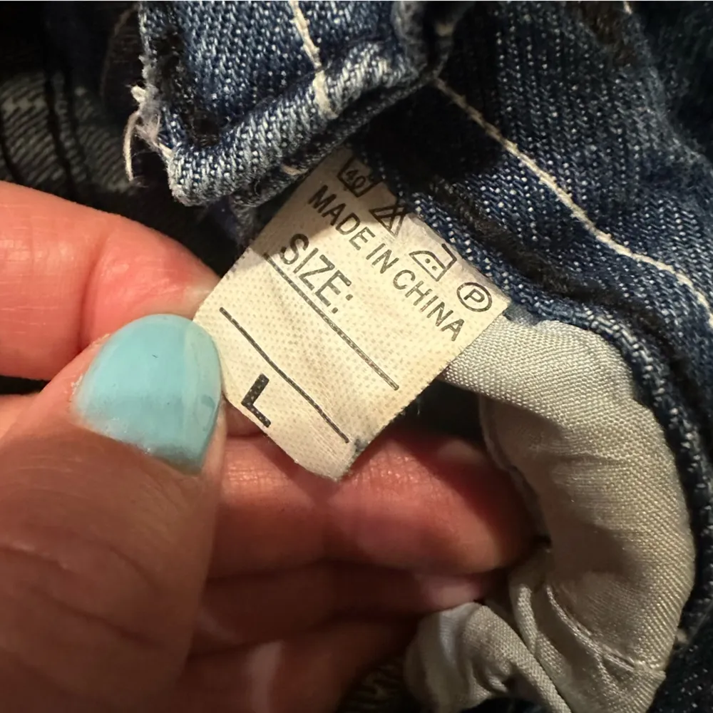 Women's Vintage Y2K Pinstripe Denim Bib Overalls Dungaree Conductor Size M/L Blue - Image 15