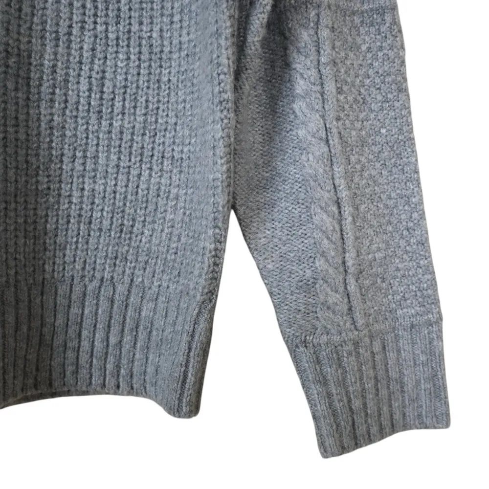 American Eagle Womens S Oversized Gray Mock Neck Cable Knit Sweater - Image 6