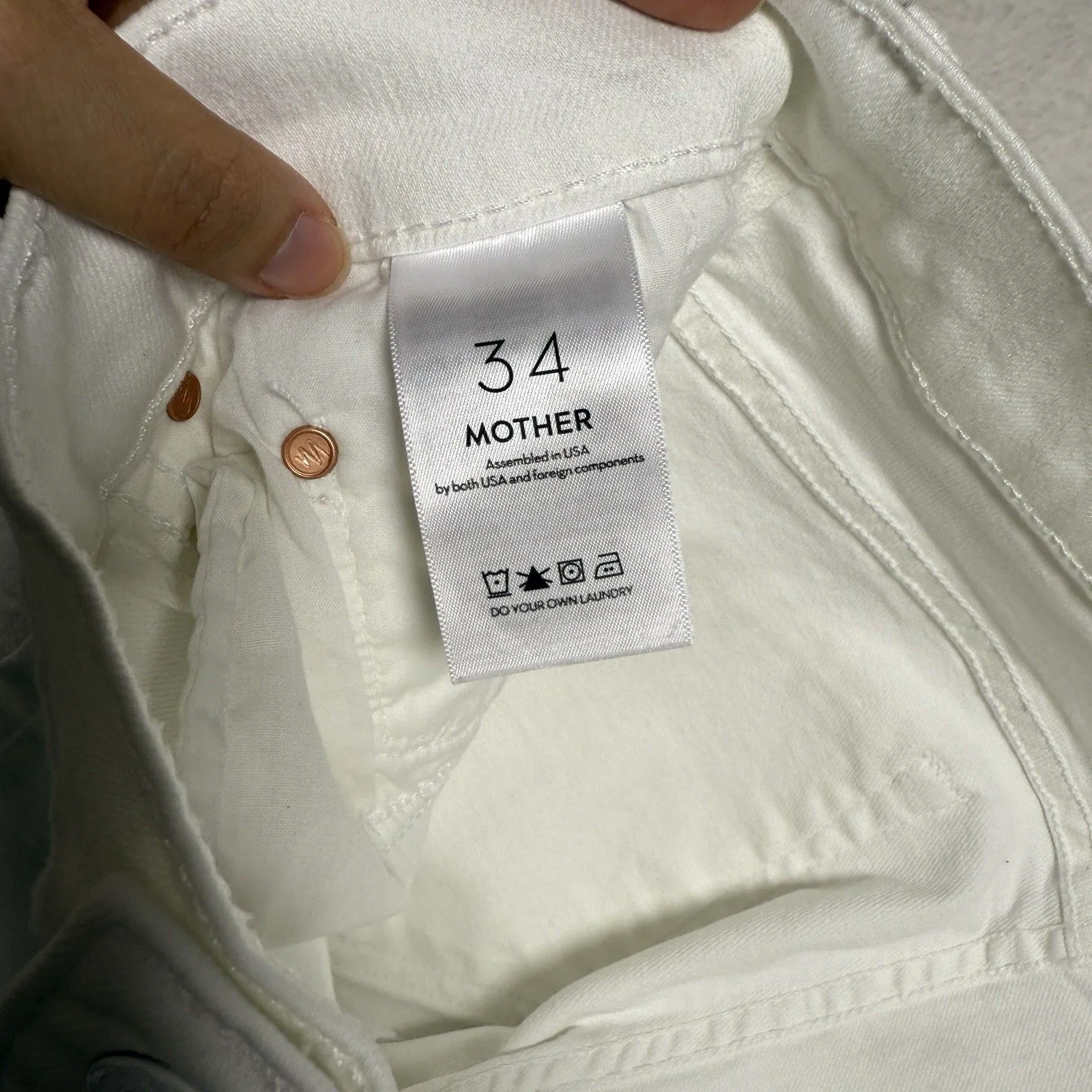 Mother Jeans The Insider Crop Step Fray Fairest Of Them All White Denim Size 34 - Image 4