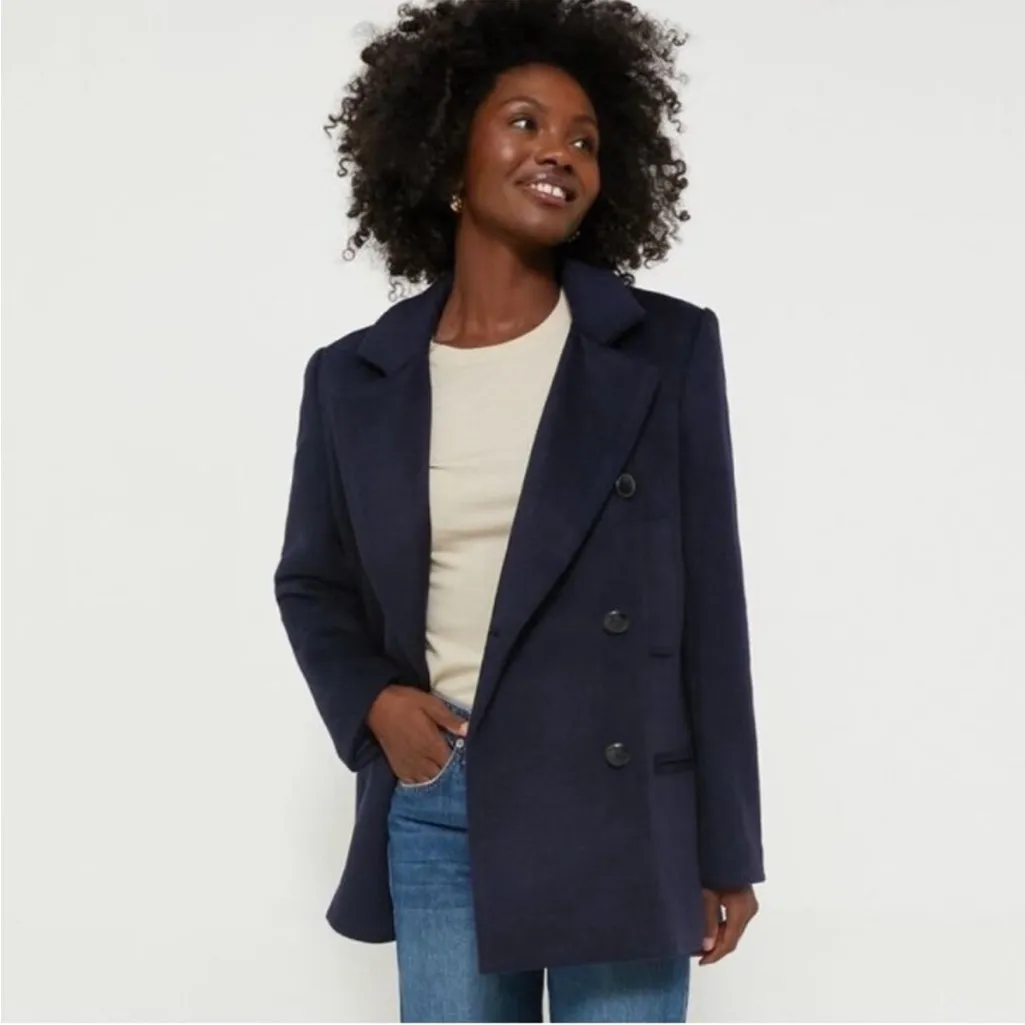 NWT Tuckernuck Kensington Navy Double-Breasted Women's Coat size M - Image 7
