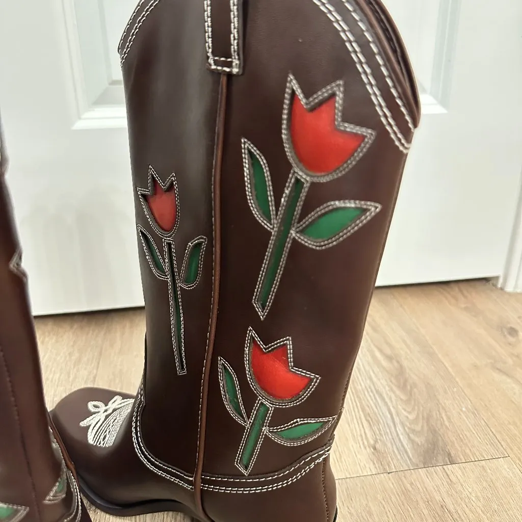 LOEFFLER RANDALL Wilder Western Boot in Espresso Size US 8 - Image 10