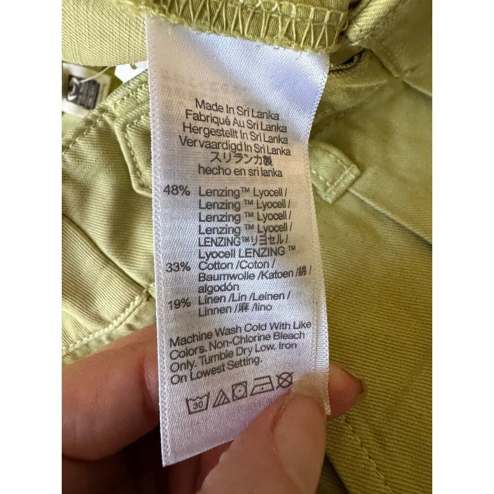 NWT Madewell The Harlow Wide Leg Pant In Lemongrass Green Lyocell Linen Size 0 - Image 10