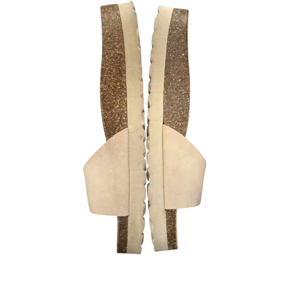 Autenti Pearl Buckle Sandals in Cream beige pearl clasp slip slides Spain made Tan Size 9 - Image 3