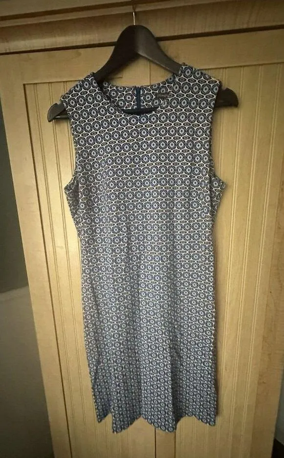 J MCLAUGHLIN Womens Size M Navy White Geometric Print Sleeveless Sheath Dress - Image 7