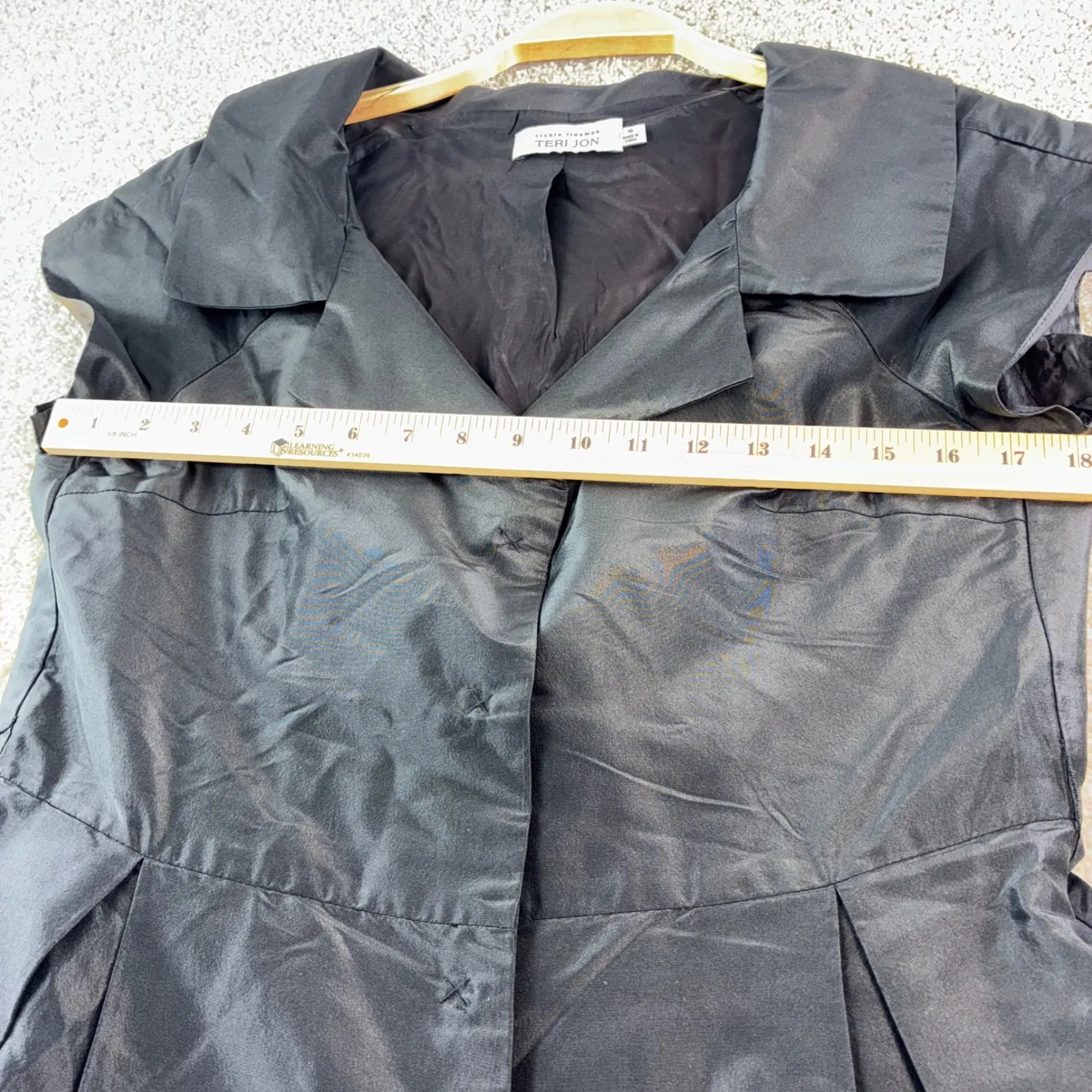 Ricki Freeman for Teri John Womens 10 Black Silk Button Front Fit Flare Dress - Image 4