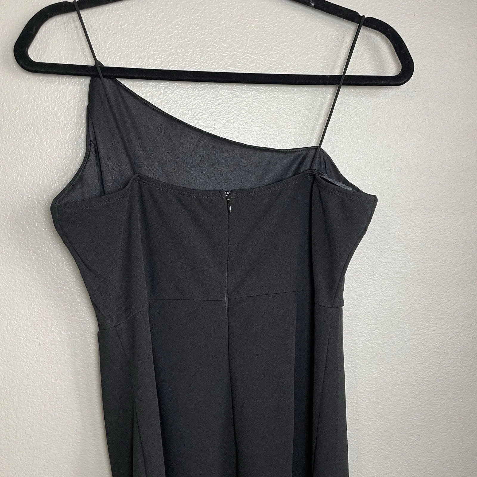 Princess Polly Sz 12 Aero Midi Dress Black Slim-Fit Side Slit Asymmetric Stretch - Image 9