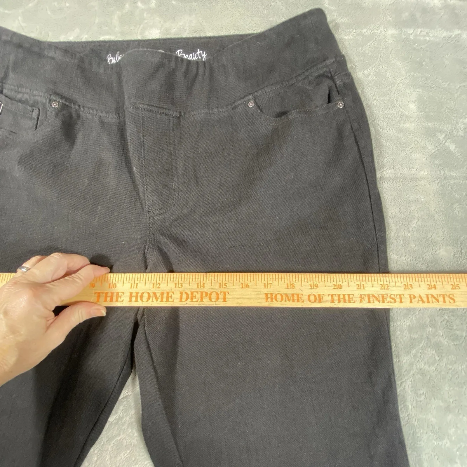 Belle Kim Gravel Black Pull On Jeans Pants Women 20 Plus Petite Stretch Slimming Size undefined - Image 9