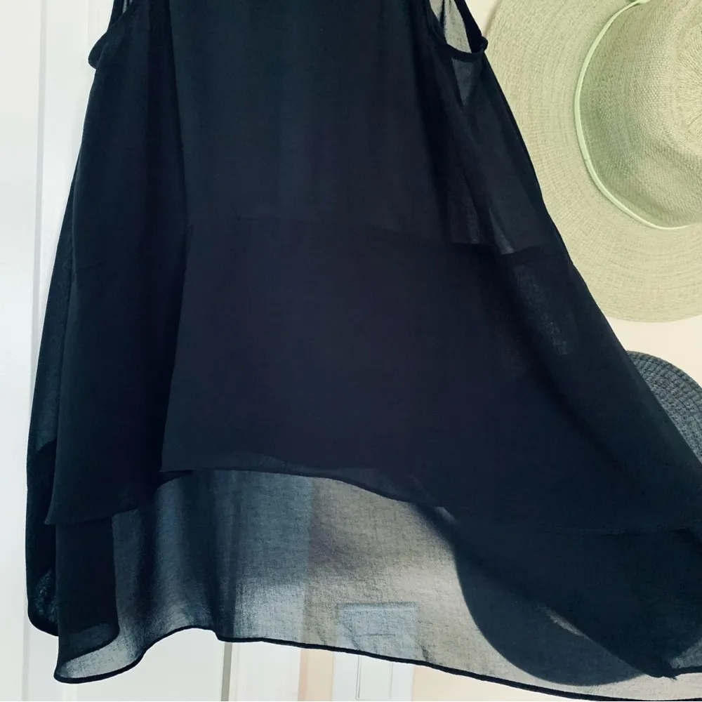 Forever 21 Black See-Through Button-Up Dressy High Low Tank Top Blouse | Size: M - Image 8