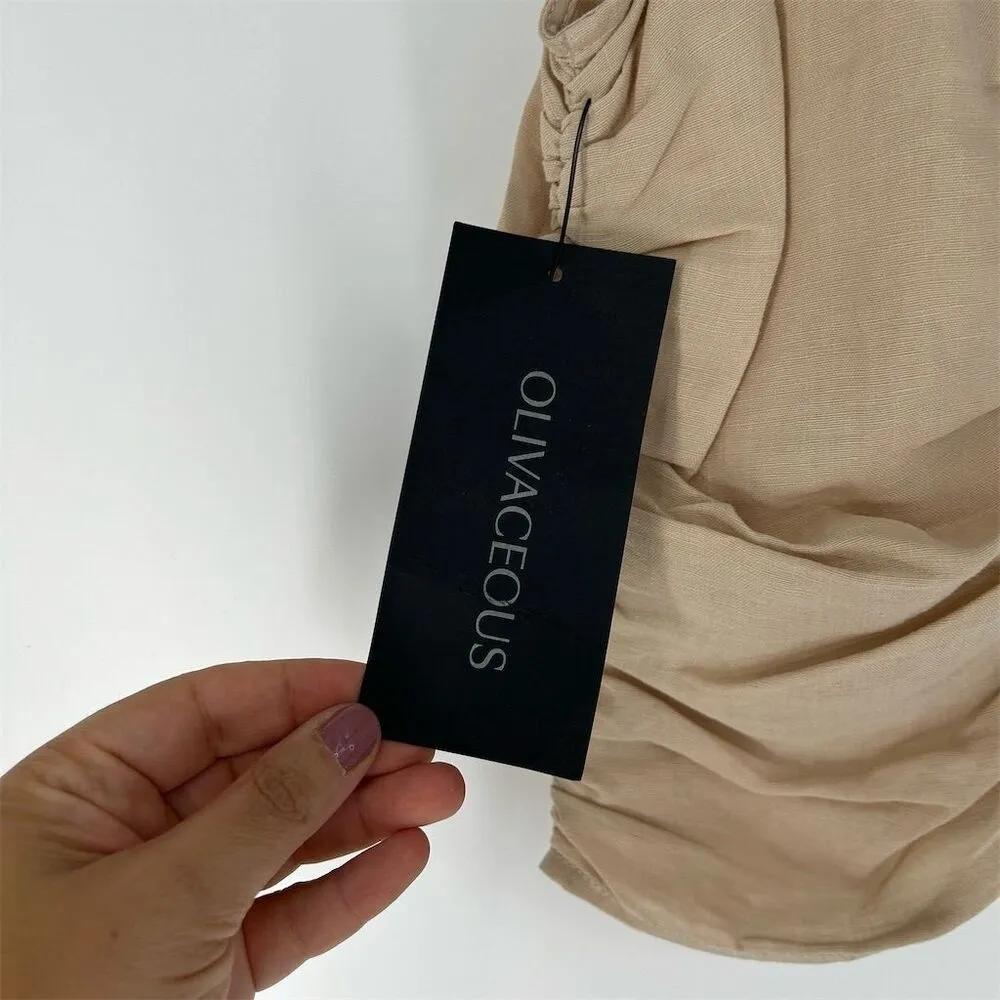 NWT Olivaceous Ruches Corset Crop Top in natural beige Size S - Image 6